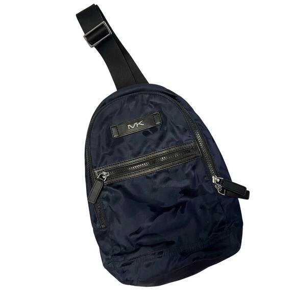 Michael Kors Nylon One Shoulder Navy Blue Camo Backpack SlingBag GS - Picture 1 of 3
